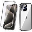 Чехол для iPhone 15 Pro, Magnetic Dual Glass, серебряный