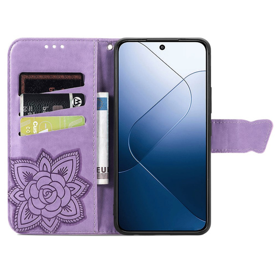 Чохол-книжка для Xiaomi 14T, Butterfly, фіолетовий