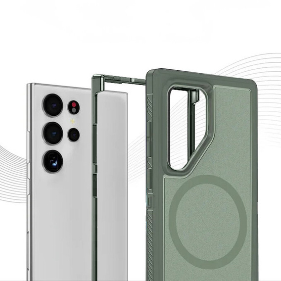 Чехол с рамкой для Samsung Galaxy S22 Ultra, для MagSafe, зелёный