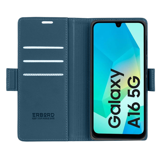 Чохол для Samsung Galaxy A16, ERBORD Glossy Litchi, гаманець з клапаном, м'яти