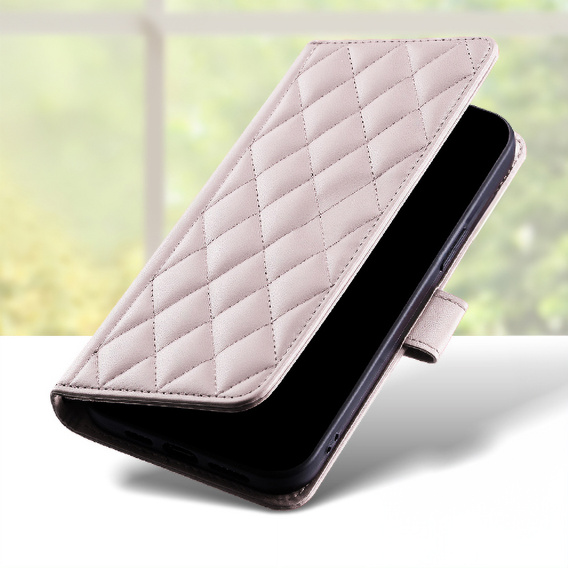 чехол-крышка для Samsung Galaxy A16, Rhombus Crossbody Leather, розовый rose gold