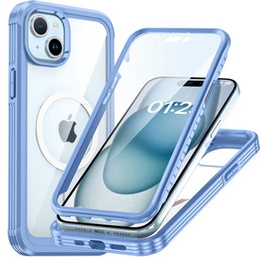 Чохол для iPhone 15, броньований Full Protect 360° для MagSafe, скло для екрану, м'яти