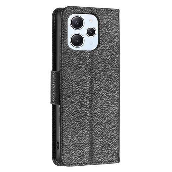 Откидной чехол для Xiaomi Redmi 12 4G, Wallet Litchi Magnet, чёрный
