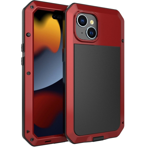 Чохол для iPhone 15, броньований, з інтегрованим склом, червоний