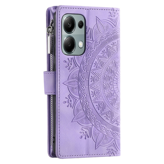 Откидной чехол для Xiaomi Redmi Note 13 Pro 4G / Xiaomi Redmi Note 14S / Xiaomi Poco M6 Pro 4G, Mandala, фиолетовый