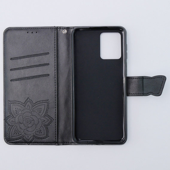 Откидной чехол для Motorola Moto G54 5G, Butterfly, чёрный