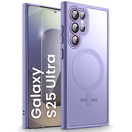 Чехол для Samsung Galaxy S25 Ultra, для MagSafe, ERBORD Matt Case, фиолетовый + стекло для экрана