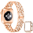 Металический браслет с чехлом для часов Apple Watch 4/5/6/SE 44mm, Rose Gold