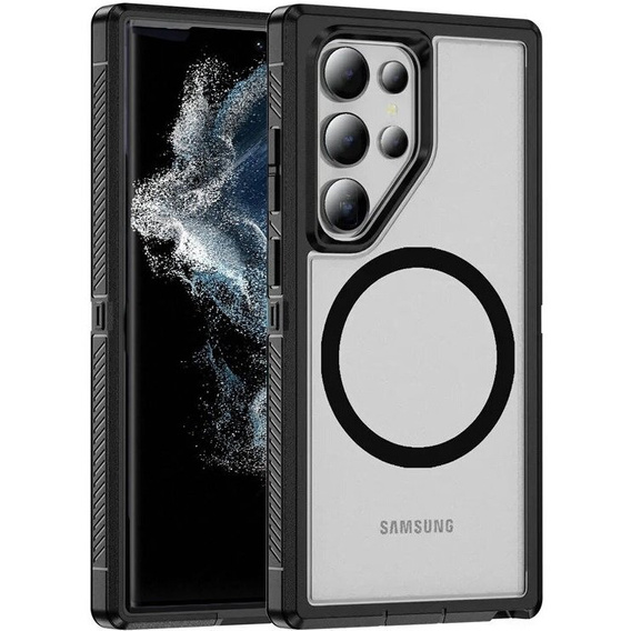 Чехол с рамкой для Samsung Galaxy S22 Ultra, для MagSafe, прозрачный / черный