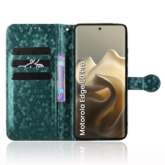 Чохол-фліп для Motorola Edge 60 Pro, Wallet Rhombus, зелений
