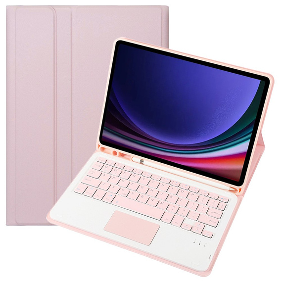 Чехол + клавиатура Samsung Galaxy Tab S9, Leather Pen Slot TouchPad, розовый rose gold