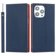 Чохол-книжка для iPhone 14 Pro, Litchi Skin Grain, темно-синій