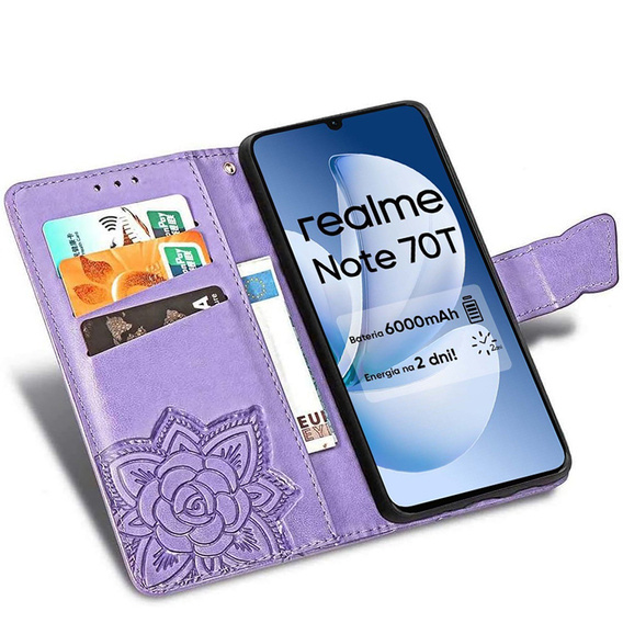 Чохол-книжка для Realme Note 70T 4G, Butterfly, фіолетовий