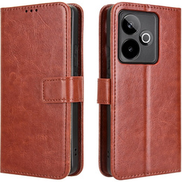 Футляр з клапаном для Realme GT 7 / 7T, Crazy Horse Wallet, коричневий