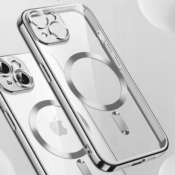 Чохол для iPhone 13, Electro MagSafe, сріблястий + Скло на екран