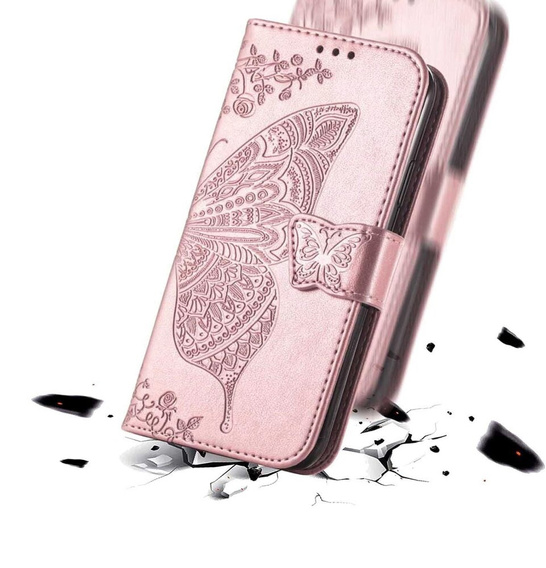 Чохол-книжка для Realme 14 5G / Realme 14T 5G, Butterfly, рожевий rose gold