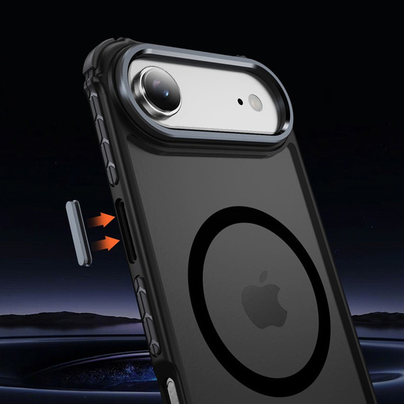 Матовый чехол для iPhone Air, бронированный, для MagSafe, дымчатый с черными боками