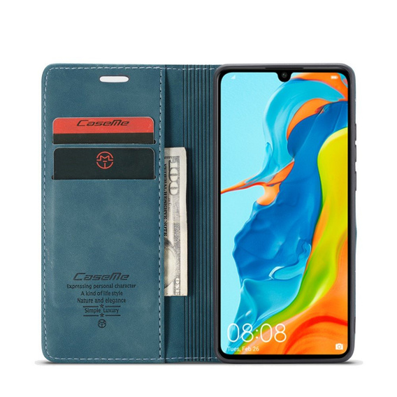 Чехол CASEME для Huawei P30 Lite, Leather Wallet Case, синий