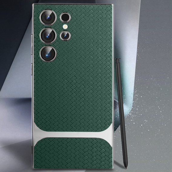 Чoхол до Samsung Galaxy S24 Ultra, GKK Woven Leather, зелений
