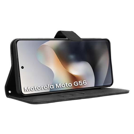 Футляр з клапаном для Motorola Moto G56 5G, Crazy Horse Wallet, чорний