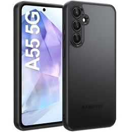 Чохол для Samsung Galaxy A55 5G, Fusion Hybrid, із захистом камери, прозорий / чорний