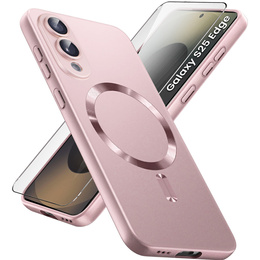 Чехол для Samsung Galaxy S25 Edge, ColorMag, для MagSafe, розовый + закаленное стекло 9H