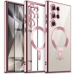 Чохол для Samsung Galaxy S24 Ultra, Electro MagSafe, рожевий rose gold + Повністю клейове керамічне скло