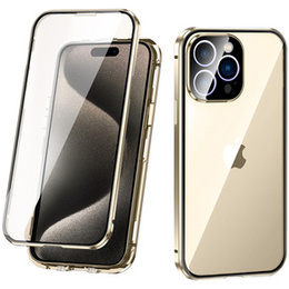 Чохол для iPhone 15 Pro Max, Magnetic Dual Glass, золотий