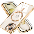 Чохол для iPhone 15, Electro MagSafe, золотий + Скло на екран