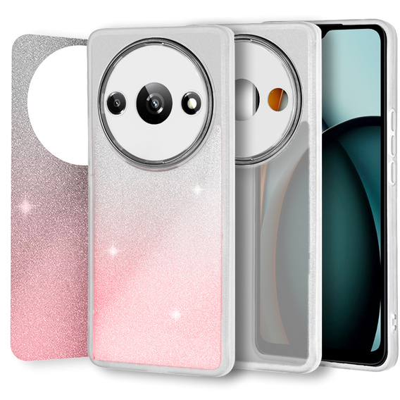 Чехол до Xiaomi Redmi A3, Glittery Powder, белый / розовый