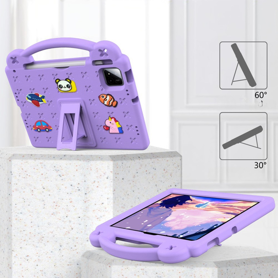 Дитячий чохол для планшета Xiaomi Pad 7 / 7 Pro, Cute Patterns, з підставкою, фіолетовий