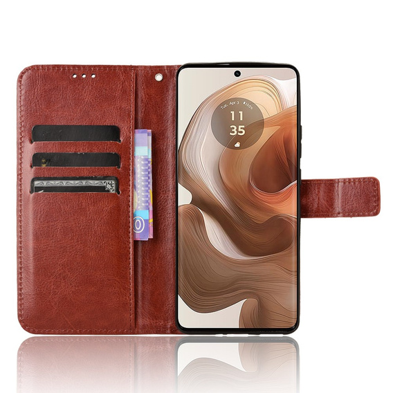 Футляр з клапаном для Motorola Edge 50 Ultra, Crazy Horse Wallet, коричневий