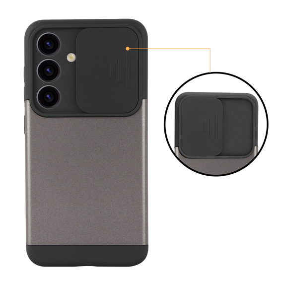 Чехол до Samsung Galaxy S24, ERBORD CamProtect Slide Camera, серый gunmetal