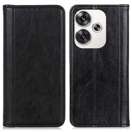 Флип-кейс для Xiaomi Poco F6, Split Leather, чёрный