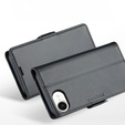 Чохол для Iphone 16E, ERBORD Glossy Litchi, гаманець з клапаном, чорний