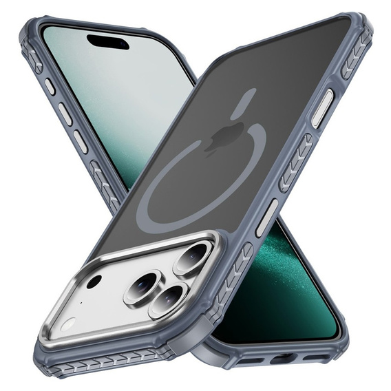 Матовий чохол для iPhone 17 Pro, броньований, для MagSafe, димчастий з сірими боками