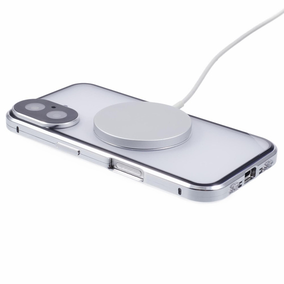 Магнітний чохол Dual Glass MagSafe для iPhone 16, сріблястий