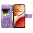 Откидной чехол для Oppo Reno 12FS / 12F, Butterfly, фиолетовый