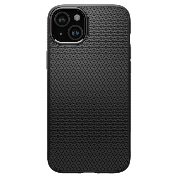 Чехол Spigen для iPhone 15, Liquid Air, чёрный + закаленное стекло 9H
