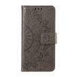Откидной чехол для Xiaomi Redmi Note 13 Pro 4G / Xiaomi Redmi Note 14S / Xiaomi Poco M6 Pro 4G, Mandala, серый