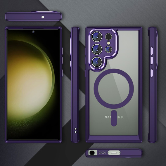 Чохол для Samsung Galaxy S23 Ultra, ERBORD Impact Guard, MagSafe, темно-фіолетовий