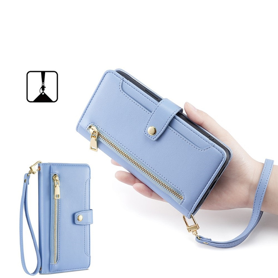 Откидной чехол для Xiaomi Redmi Note 13 Pro 5G, Wallet Zipper Pocket, синий