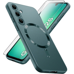 Чехол для Samsung Galaxy A26, ColorMag, для MagSafe, зелёный + закаленное стекло 9H