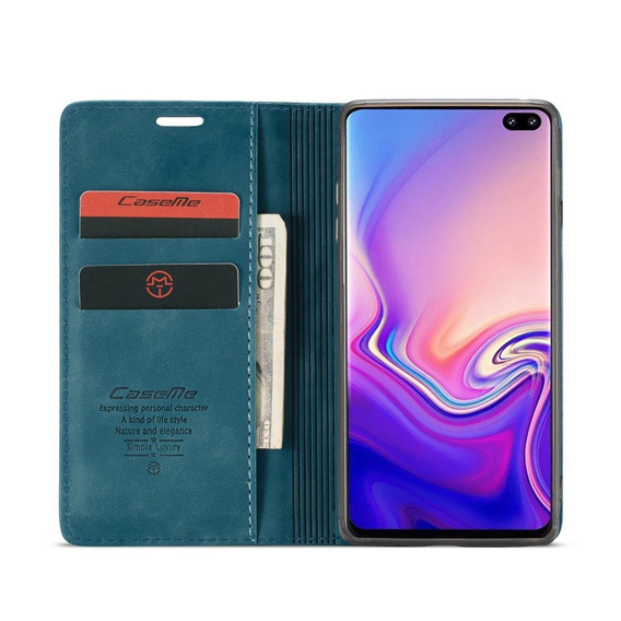 Чехол CASEME для Samsung Galaxy S10 Plus, Leather Wallet Case, синий