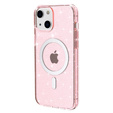 Чехол до iPhone 14, Dropproof MagSafe Glitter, розовый