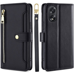 Откидной чехол для Oppo A38 / A18 4G, Wallet Zipper Pocket, чёрный