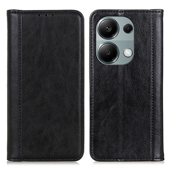 Чoхол до Xiaomi Redmi Note 13 Pro 4G / Xiaomi Redmi Note 14S / Xiaomi Poco M6 Pro 4G, Wallet Litchi Leather, чорний