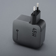 Сетевой зарядный устройство GaN с кабелем USB-C 45 Вт Forcell F-Energy