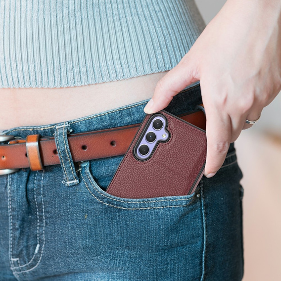 Шкіряний чохол для Samsung Galaxy A54, Lychee leather Case, бордовий