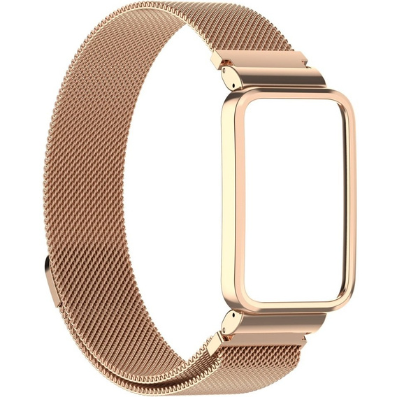 Металический браслет с чехлом для часов Xiaomi Mi Band 7 Pro, Rose Gold  